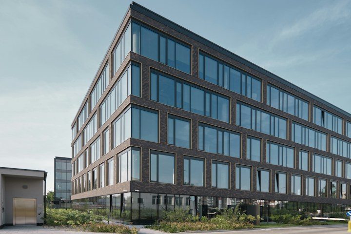 Office building with brick facade