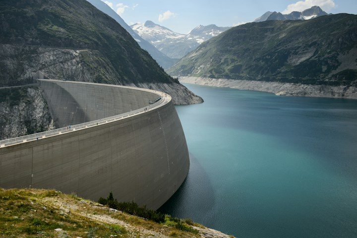 Dam wall of an Alpine reservoir